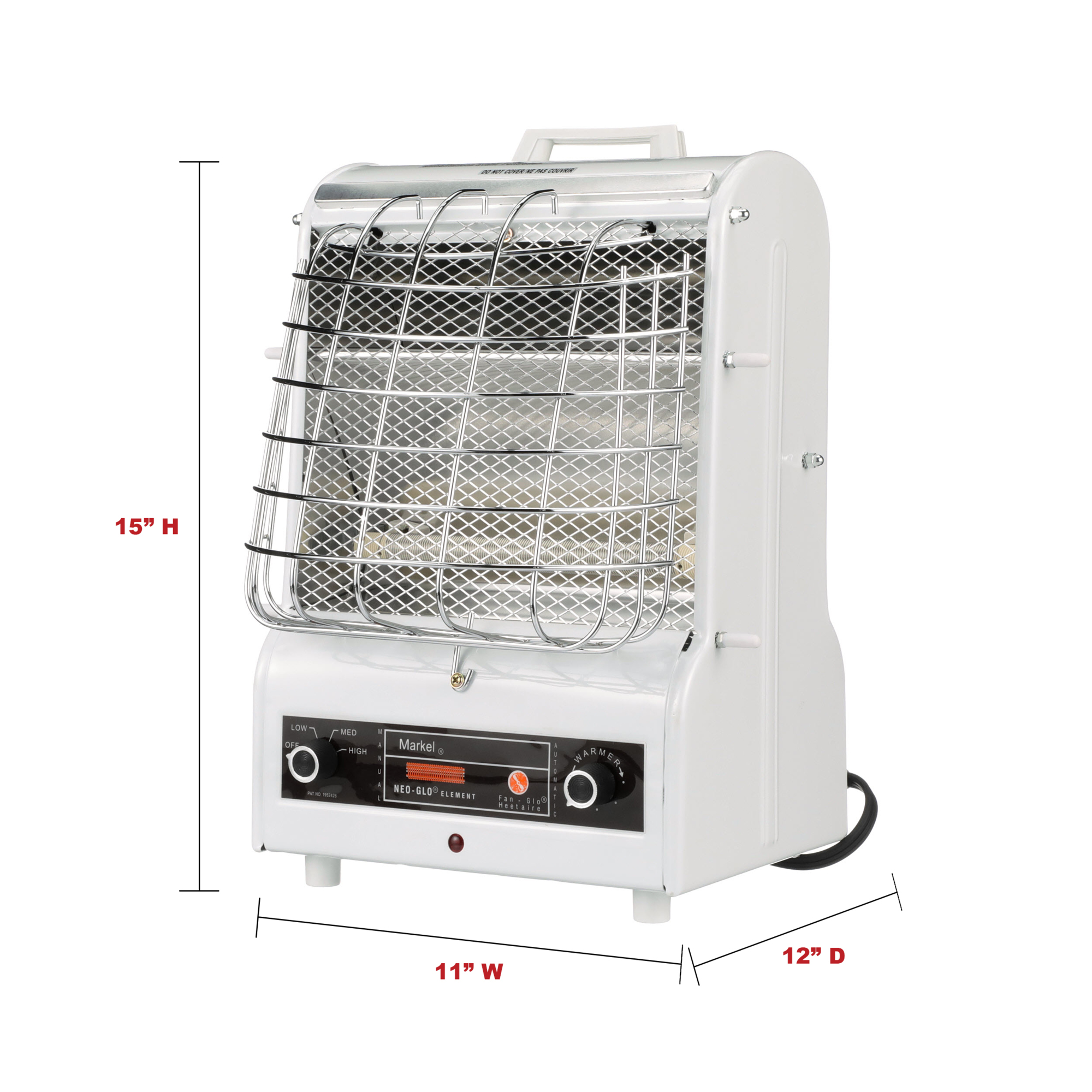 TPI Markel, Portable Electric Fan-Forced Quartz Heater, Heat Type Other, Heat Output 5120 Btu/hour, Heating Capability 125 ft², Model# 198-TMCS